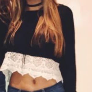 Black long sleeve with lace bottom